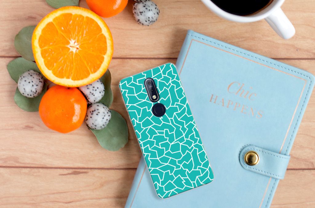 Nokia 7.1 Hoesje maken Cracks Blue
