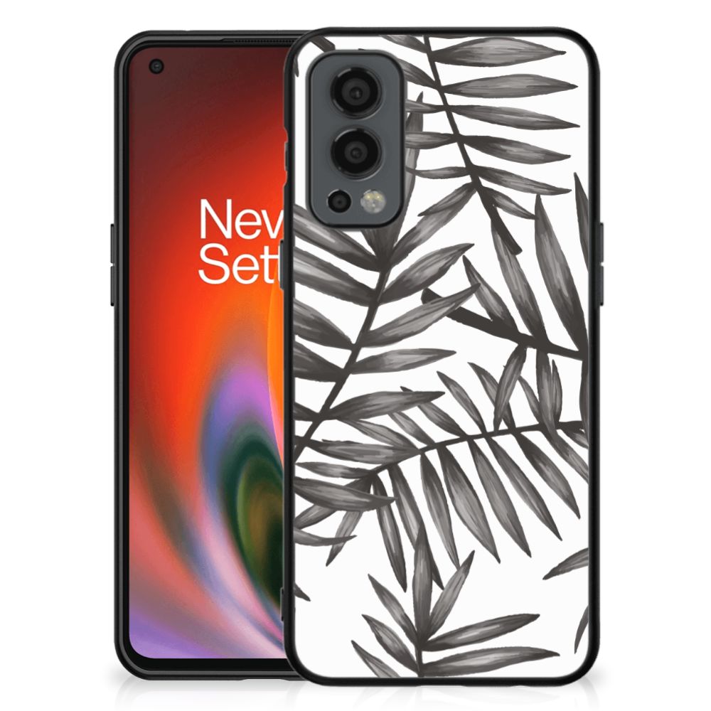 OnePlus Nord 2 Bloemen Hoesje Leaves Grey