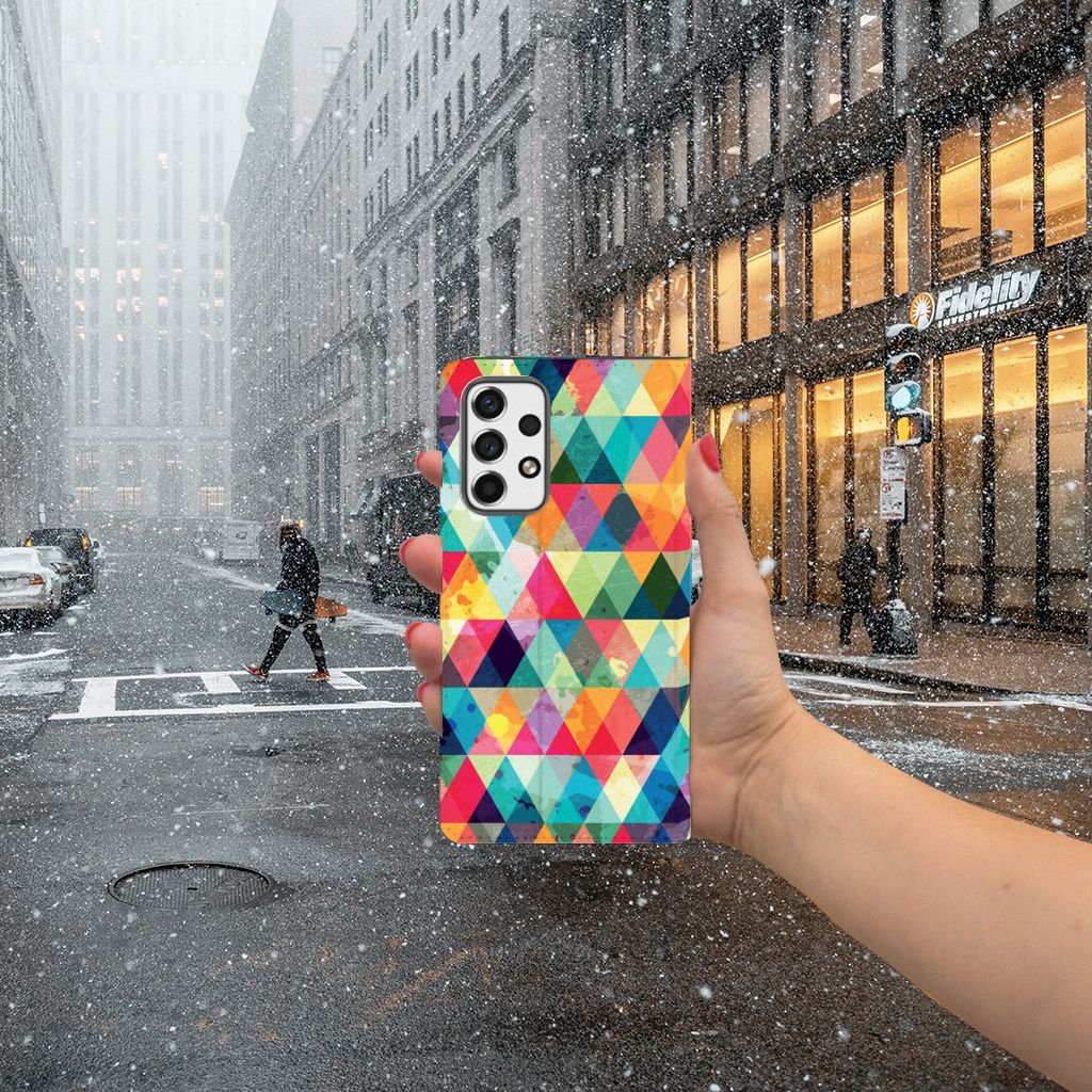 Samsung Galaxy A53 Hoesje met Magneet Geruit - B2C Telecom