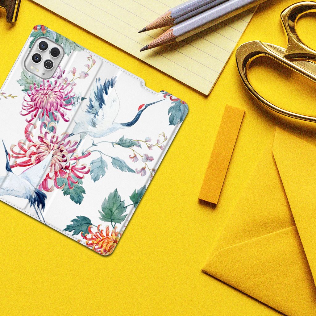 Motorola Moto G100 Hoesje maken Bird Flowers - B2C Telecom