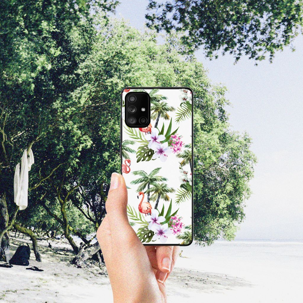 Samsung Galaxy A71 Dierenprint Telefoonhoesje Flamingo Palms B2C Telecom