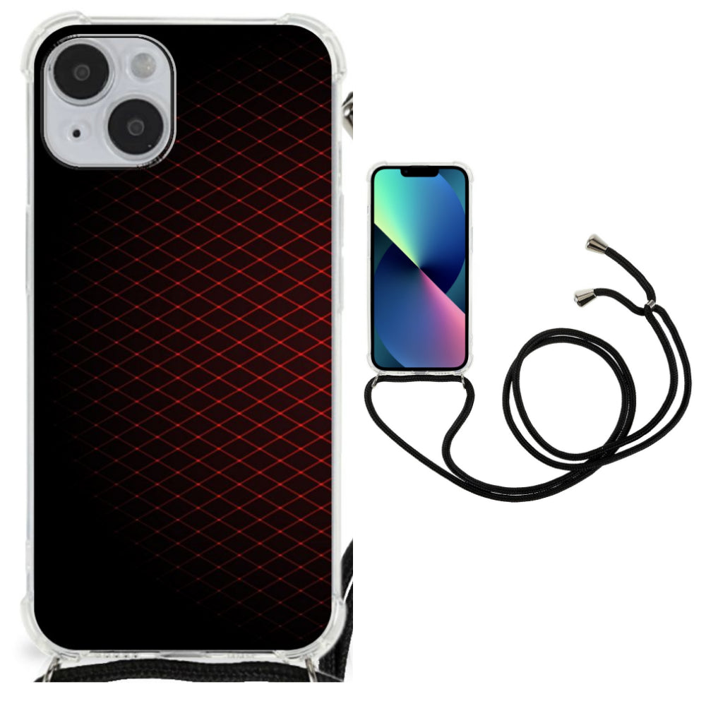 iPhone 14 Plus Doorzichtige Silicone Hoesje Geruit Rood