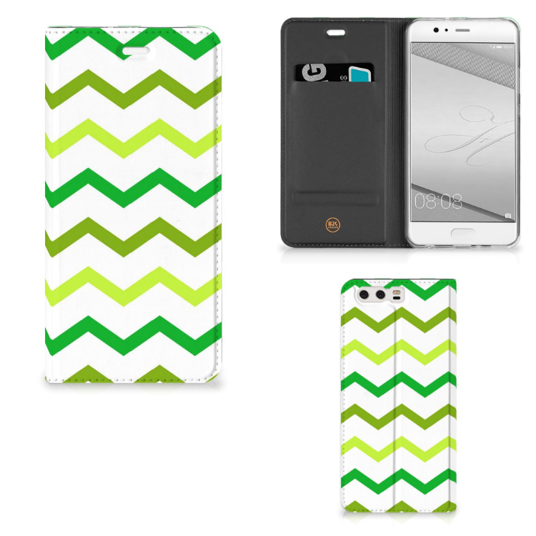 Huawei P10 Plus Hoesje met Magneet Zigzag Groen