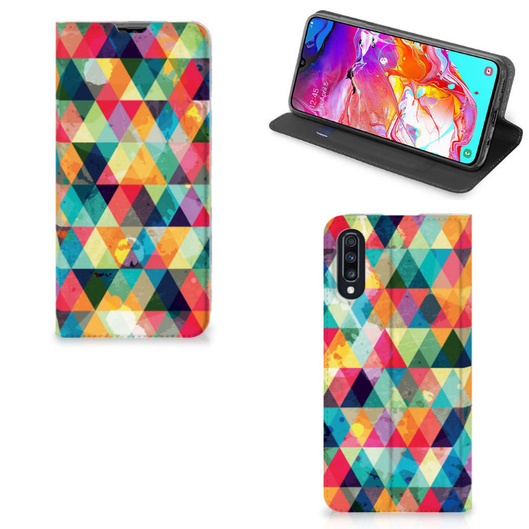 Samsung Galaxy A70 Hoesje met Magneet Geruit
