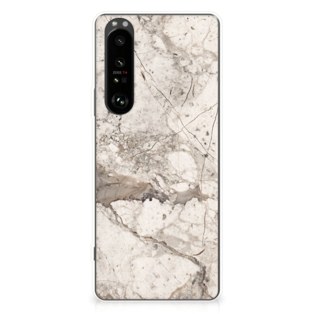 Sony Xperia 1 III TPU Siliconen Hoesje Marmer Beige