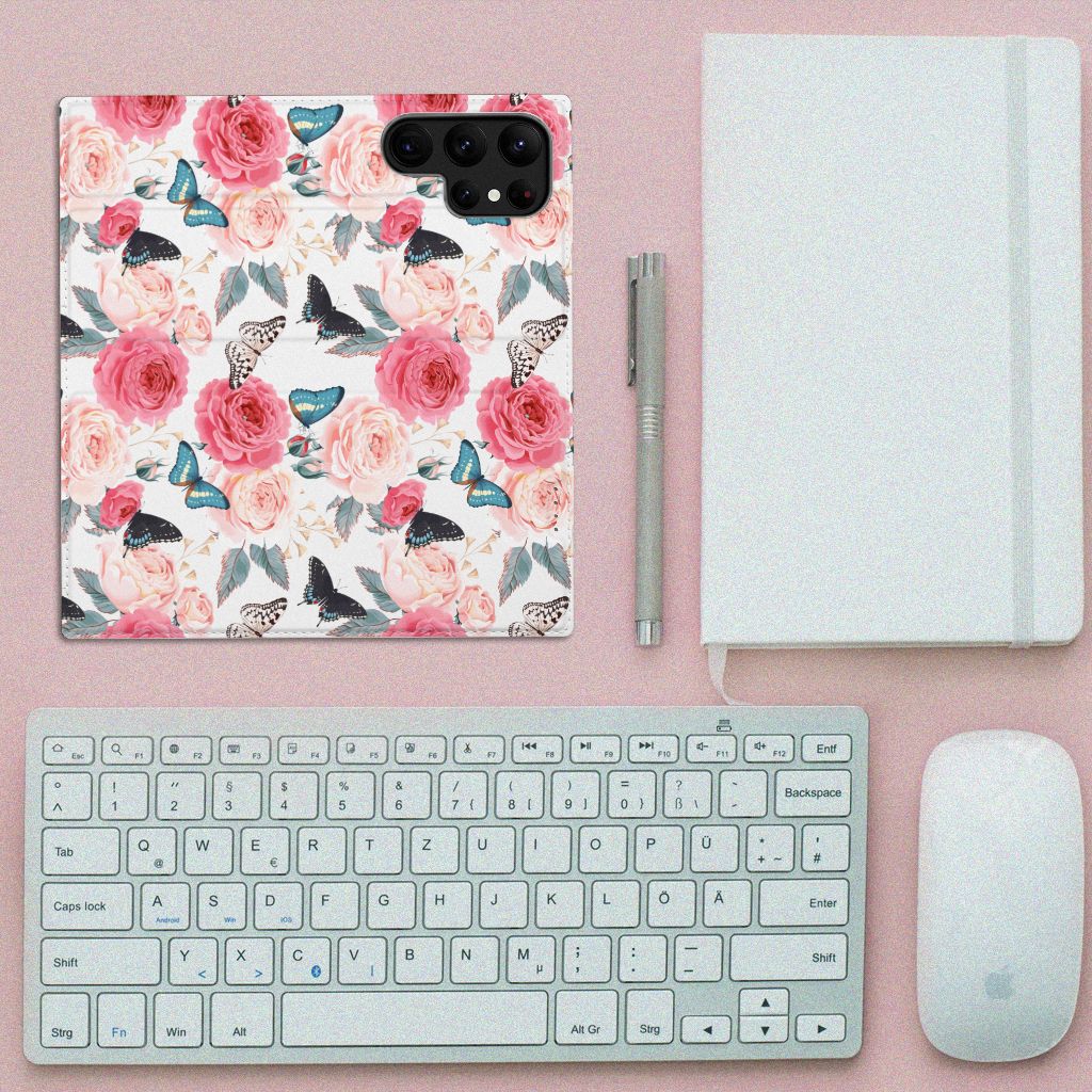 Samsung Galaxy S23 Ultra Smart Cover Butterfly Roses - B2C Telecom