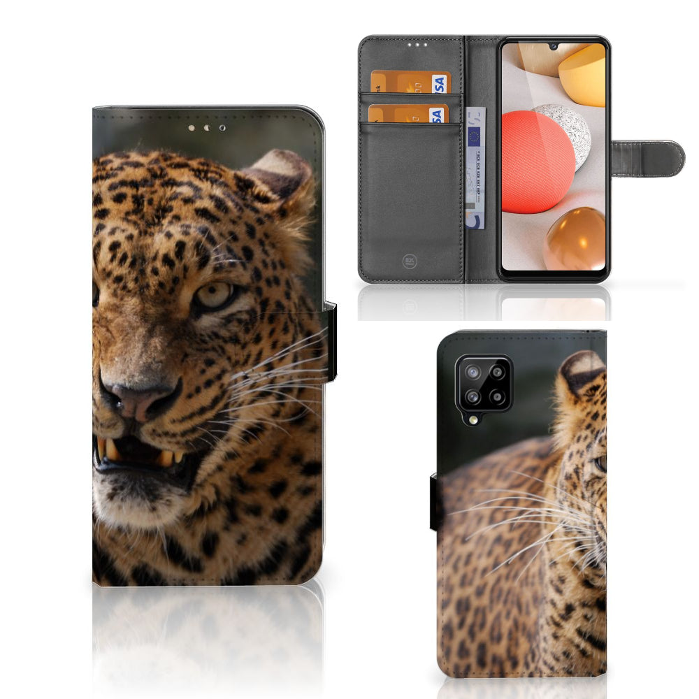 Samsung Galaxy A42 5G Telefoonhoesje met Pasjes Luipaard