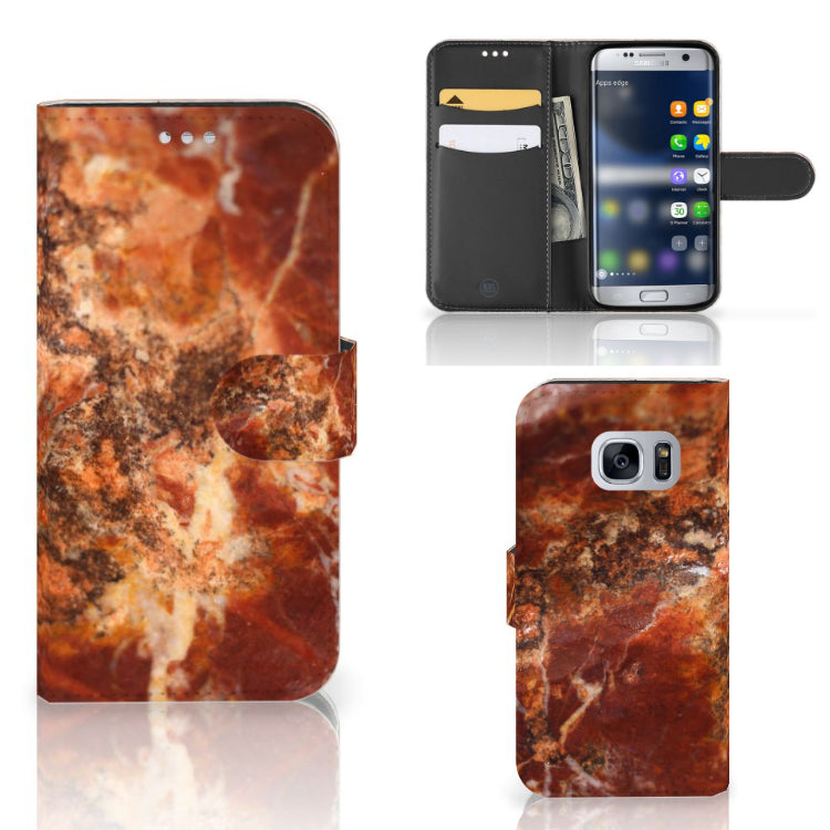 Samsung Galaxy S7 Bookcase Marmer Bruin