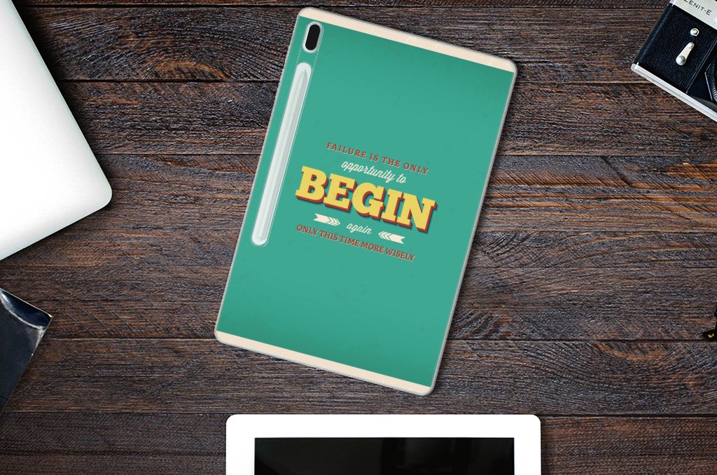 Samsung Galaxy Tab S7FE Back cover met naam Quote Begin - B2C Telecom