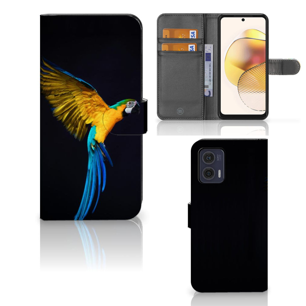 Motorola Moto G73 Telefoonhoesje met Pasjes Papegaai
