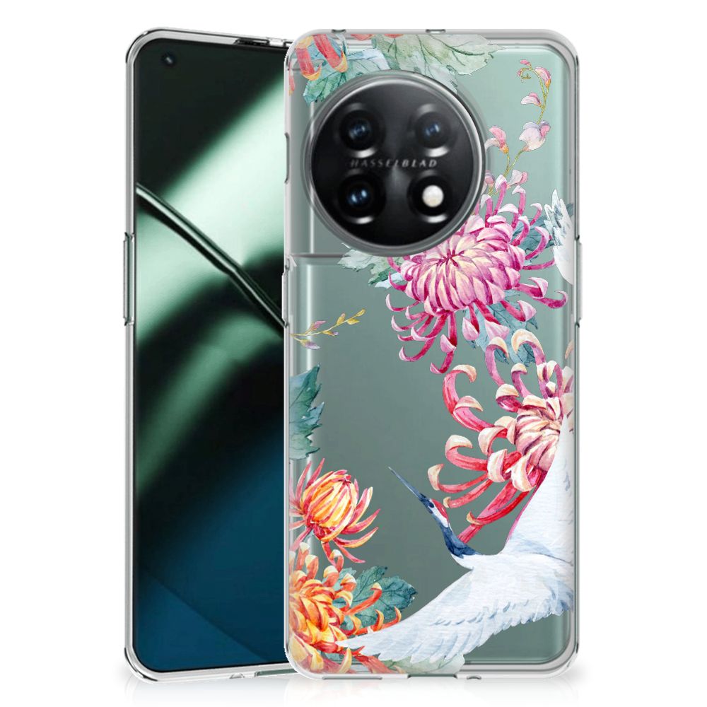 OnePlus 11 TPU Hoesje Bird Flowers