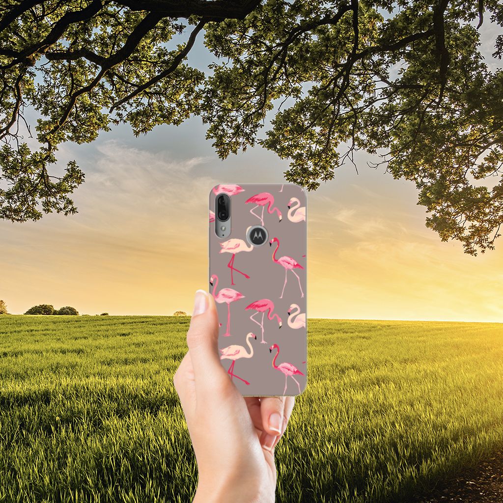 Motorola Moto E6 Plus TPU Hoesje Flamingo