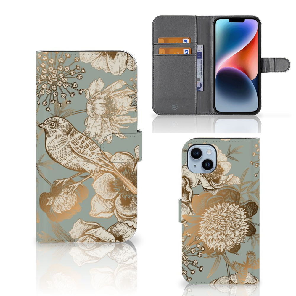 Hoesje voor iPhone 15 Plus Vintage Bird Flowers