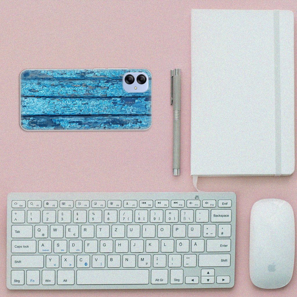 Samsung Galaxy A04e Bumper Hoesje Wood Blue B2C Telecom