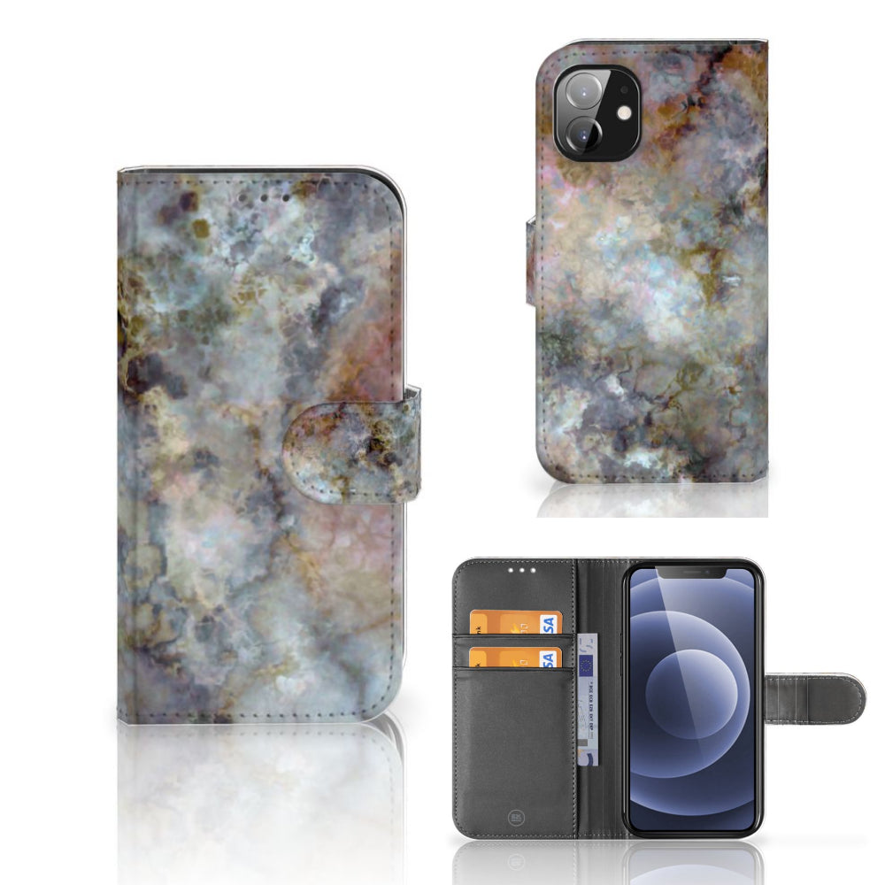 Apple iPhone 12 Mini Bookcase Marmer Grijs