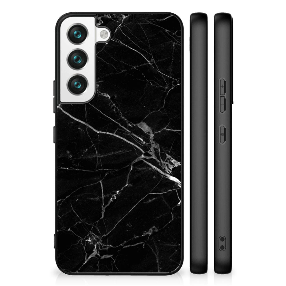 Samsung Galaxy S22 Marmeren Print Telefoonhoesje Marmer Zwart - Origineel Cadeau Vader B2C Telecom