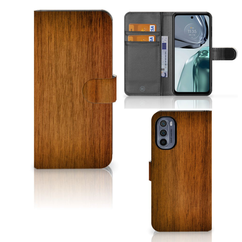 Motorola Moto G62 5G Book Style Case Donker Hout