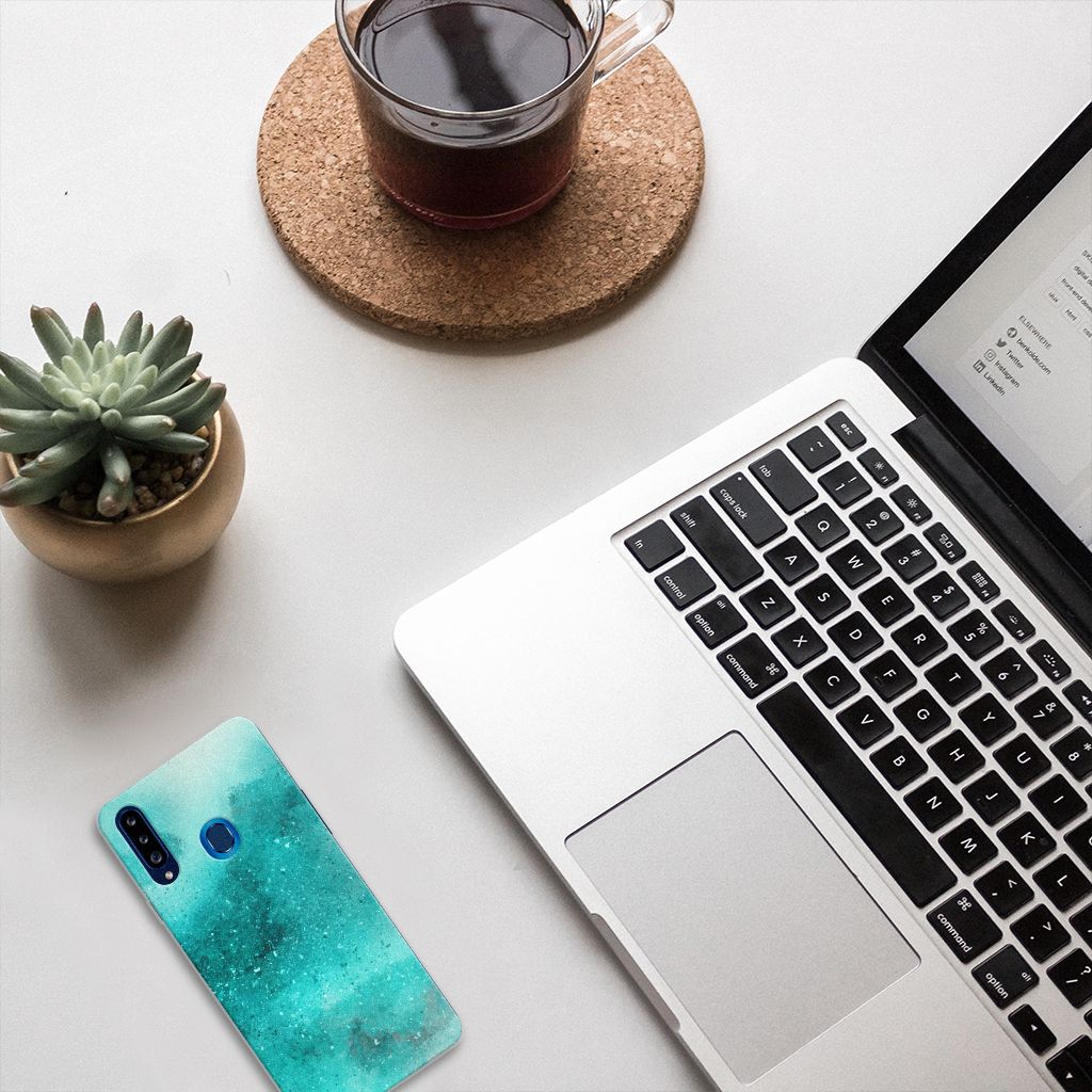 Hoesje maken Samsung Galaxy A20s Painting Blue B2C Telecom