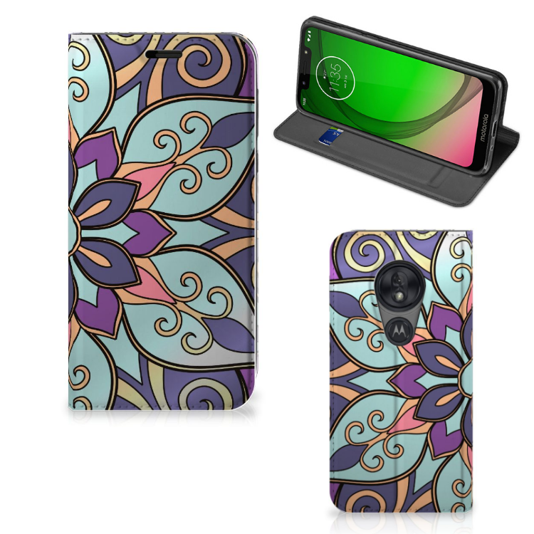 Motorola Moto G7 Play Smart Cover Purple Flower - B2C Telecom
