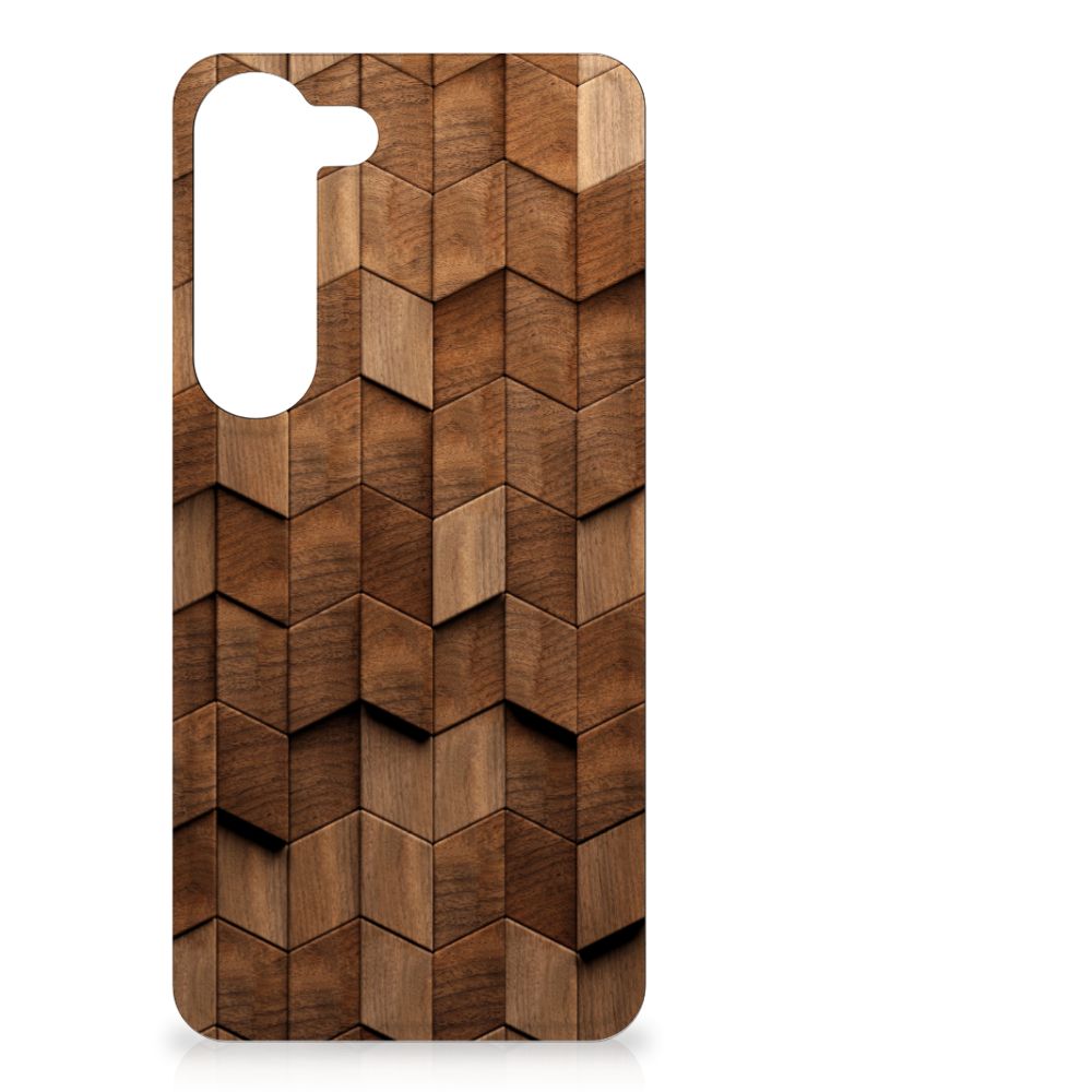 Houten Print Telefoonhoesje voor Samsung Galaxy S23 Wooden Cubes B2C Telecom