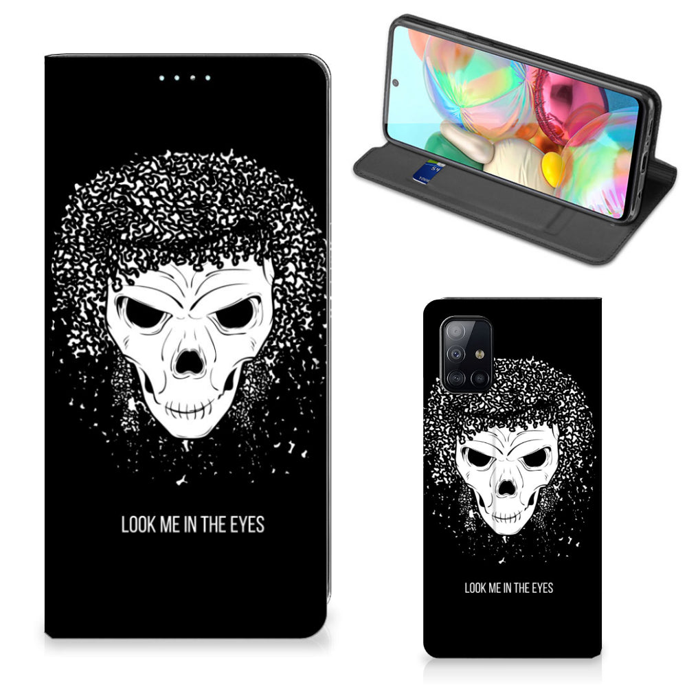 Mobiel BookCase Samsung Galaxy A71 Skull Hair