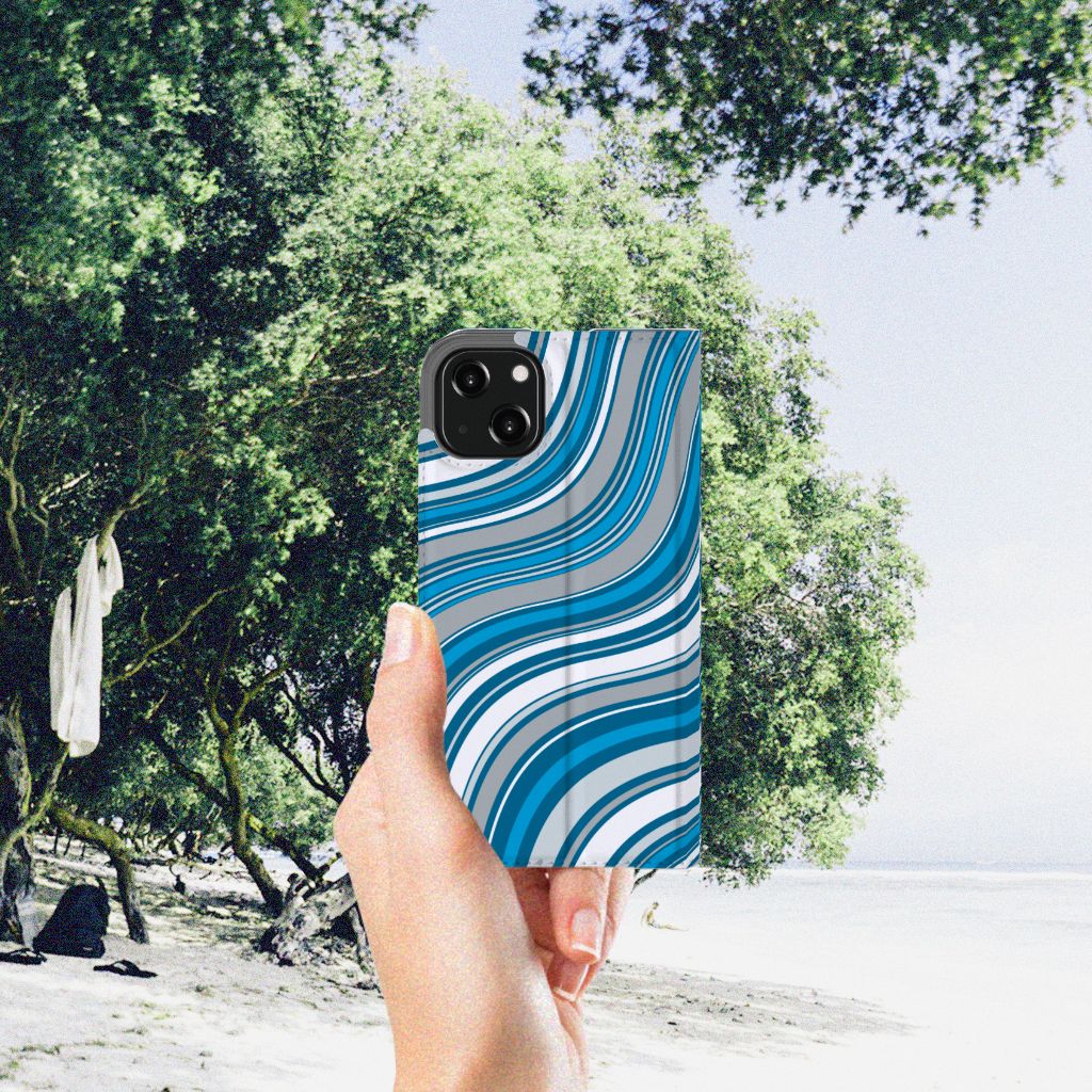 iPhone 13 Hoesje met Magneet Waves Blue