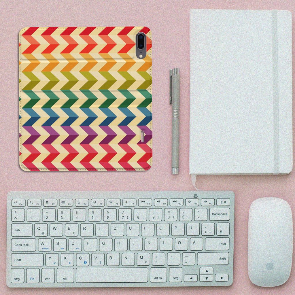 Apple iPhone 7 Plus | 8 Plus Hoesje met Magneet Zigzag Multi Color