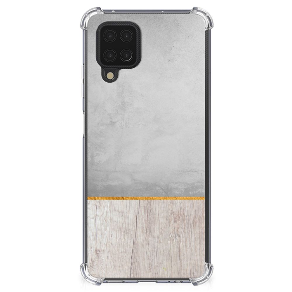 Samsung Galaxy A12 Stevig Telefoonhoesje Wood Concrete - B2C Telecom