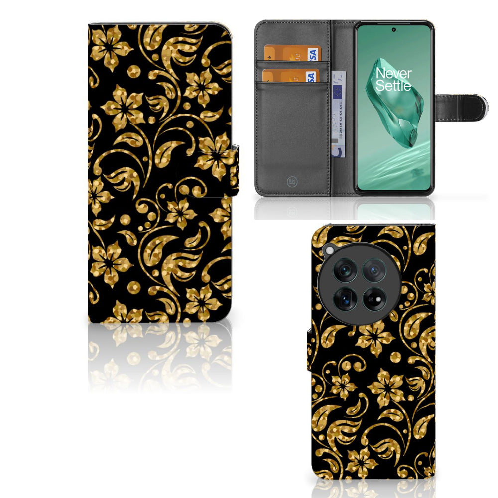 OnePlus 12 Hoesje Gouden Bloemen