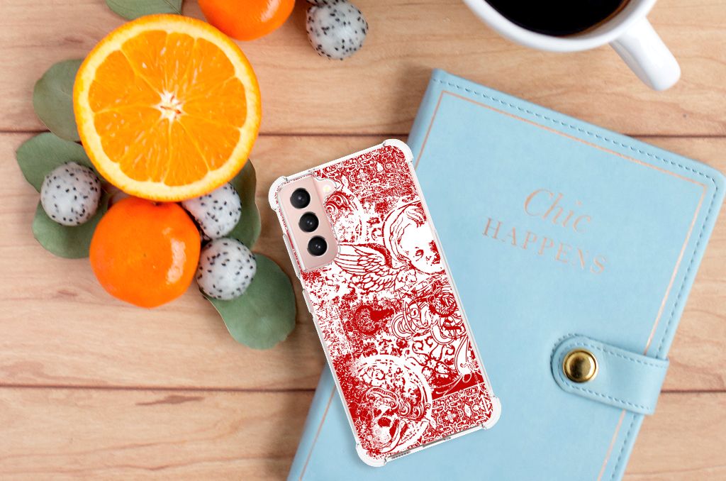 Extreme Case Samsung Galaxy S21 FE Angel Skull Rood B2C Telecom