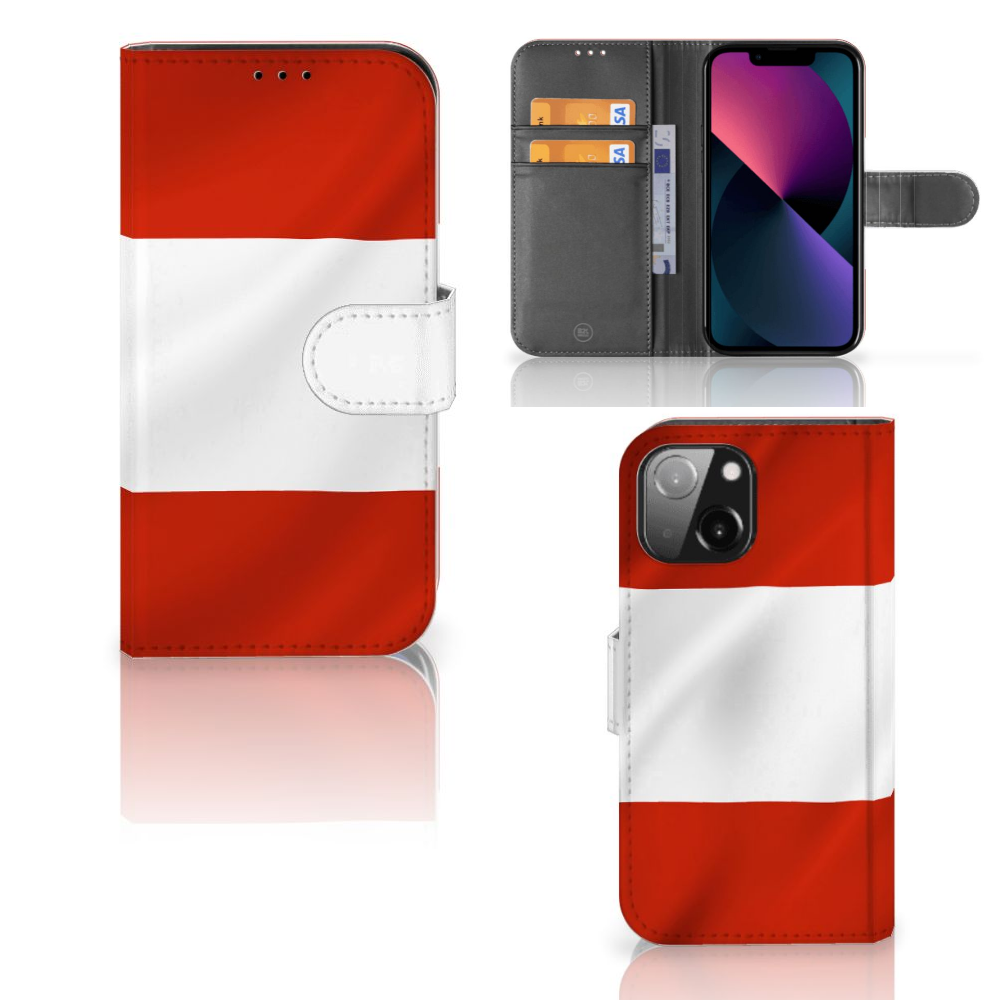 iPhone 13 Mini Bookstyle Case Oostenrijk met Oostenrijkse vlag design đĻđš.