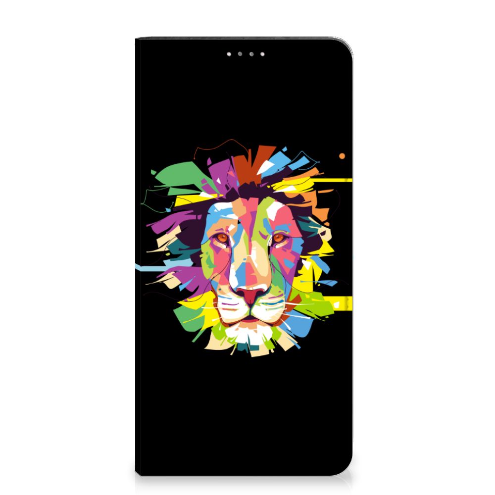 Samsung Galaxy A14 5G Magnet Case Lion Color with vibrant lion design on a black background.