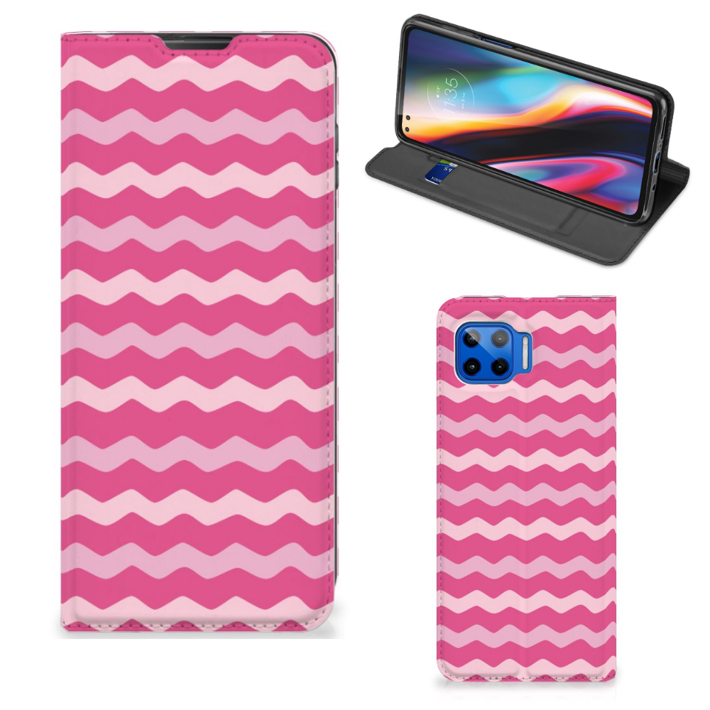 Motorola Moto G 5G Plus Hoesje met Magneet Waves Pink - B2C Telecom