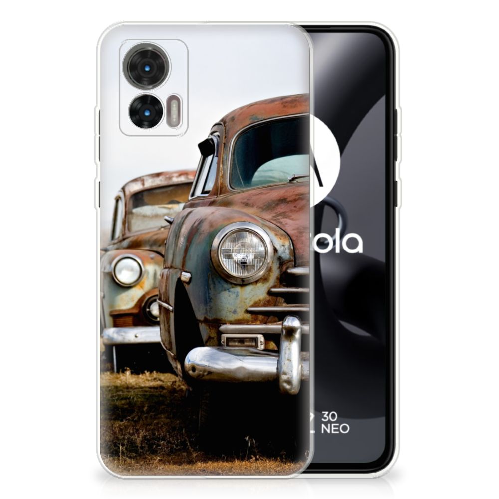 Motorola Edge 30 Neo Siliconen Hoesje met foto Vintage Auto