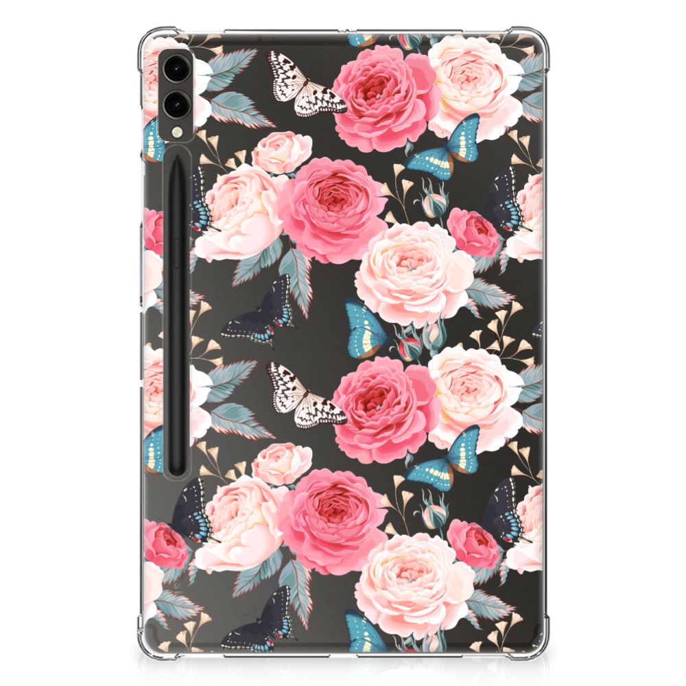Samsung Galaxy Tab S9 Plus Siliconen Hoesje Butterfly Roses
