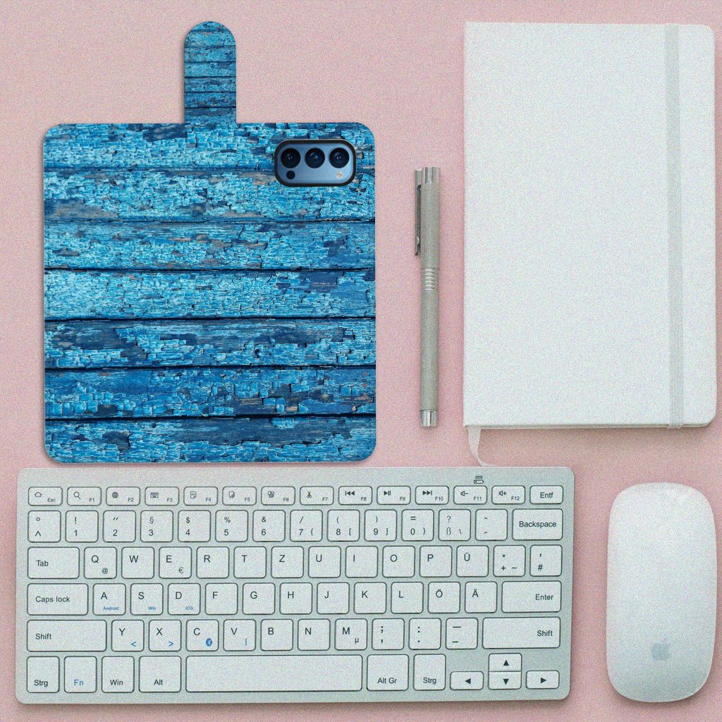 OPPO Reno 4 Pro 5G Book Style Case Wood Blue