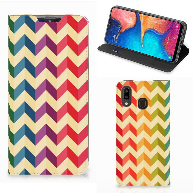 Samsung Galaxy A30 Hoesje met Magneet Zigzag Multi Color