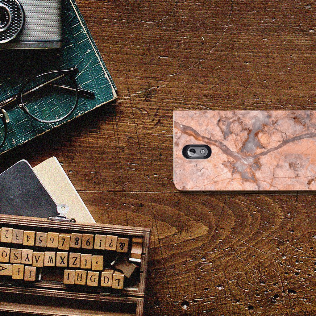 Nokia 3.1 (2018) Standcase Marmer Oranje
