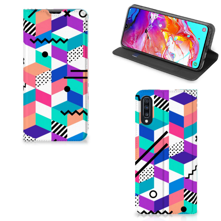 Samsung Galaxy A70 Stand Case Blokken Kleurrijk