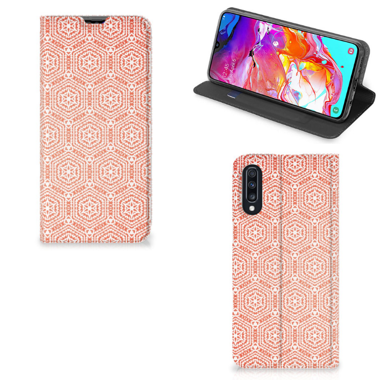 Samsung Galaxy A70 Hoesje met Magneet Pattern Orange