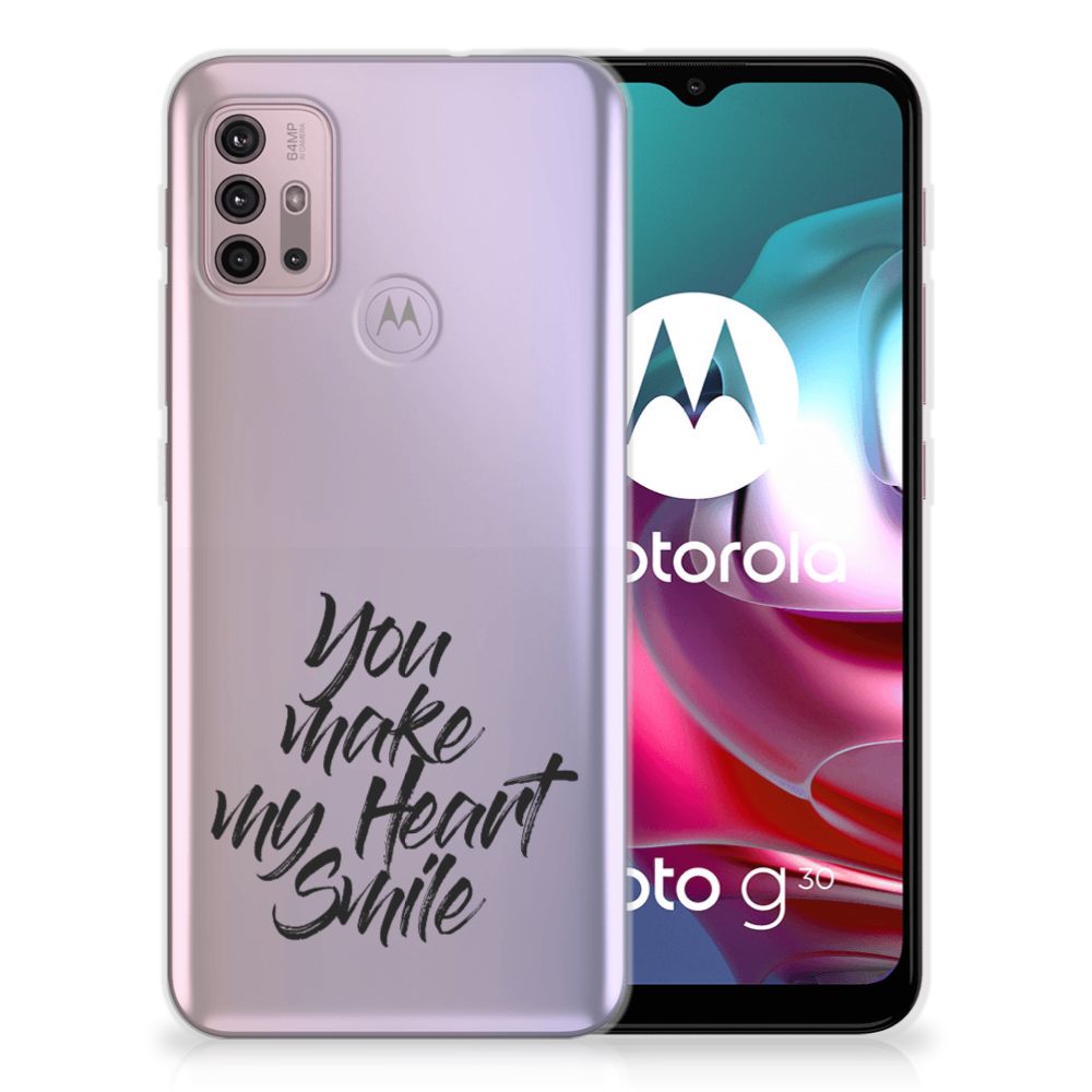 Motorola Moto G30 | G10 Siliconen hoesje met naam Heart Smile B2C Telecom