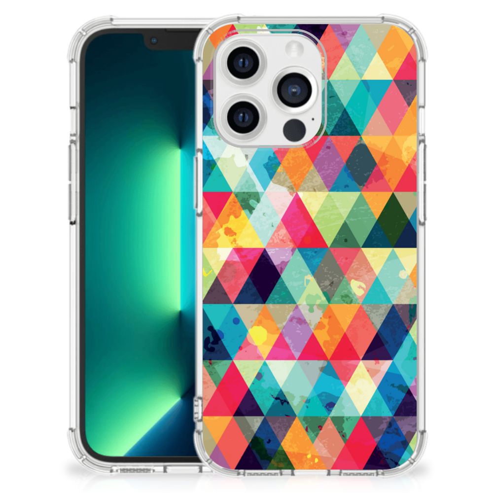 iPhone 13 Pro Max Doorzichtige Silicone Hoesje Geruit - B2C Telecom