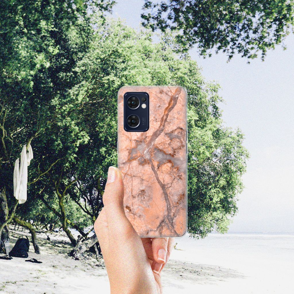OPPO Reno 7 5G | Find X5 Lite TPU Siliconen Hoesje Marmer Oranje B2C Telecom