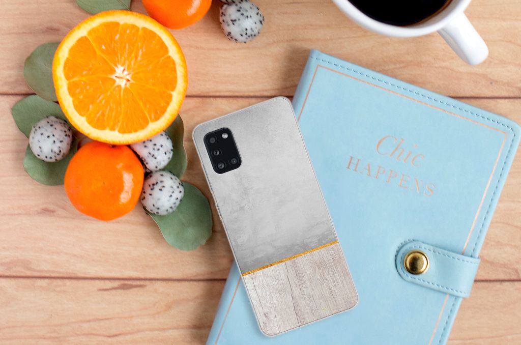 Samsung Galaxy A31 Bumper Hoesje Wood Concrete B2C Telecom