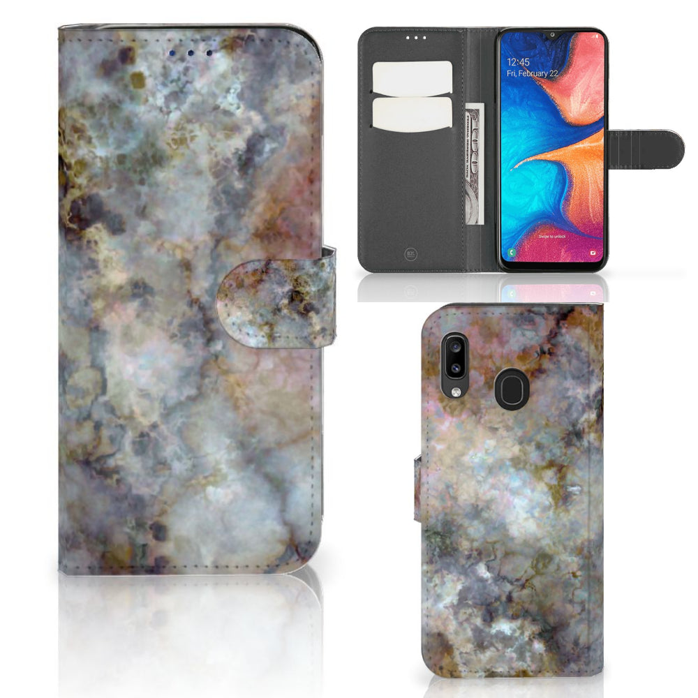 Samsung Galaxy A30 Bookcase Marmer Grijs