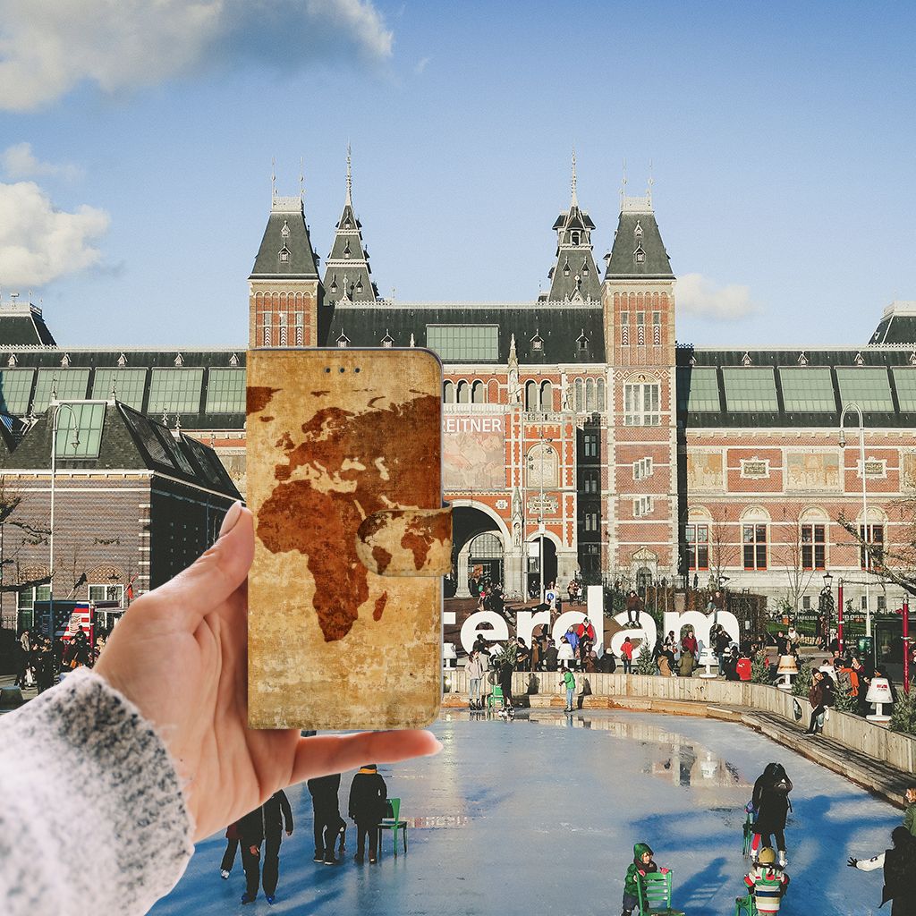 Huawei P10 Lite Flip Cover Wereldkaart