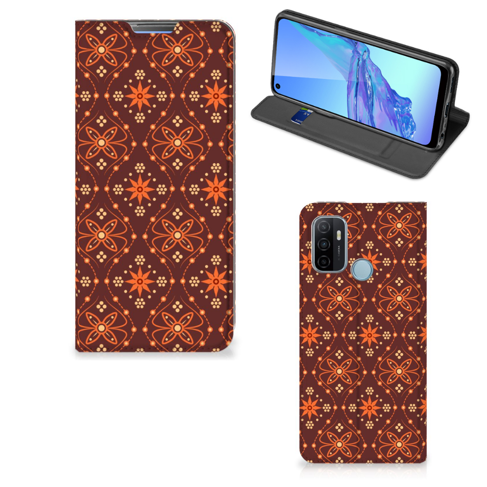 OPPO A53 | A53s Hoesje met Magneet Batik Brown - B2C Telecom