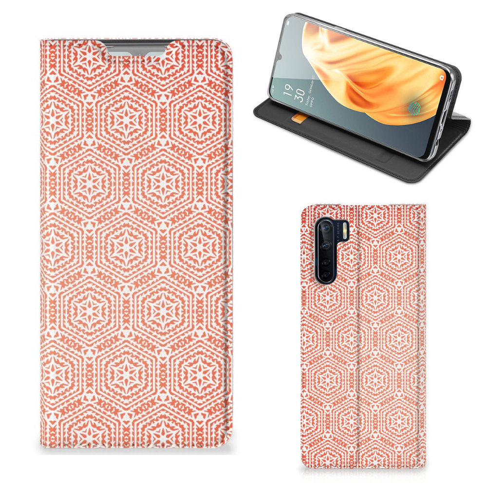 OPPO Reno3 | A91 Hoesje met Magneet Pattern Orange - B2C Telecom