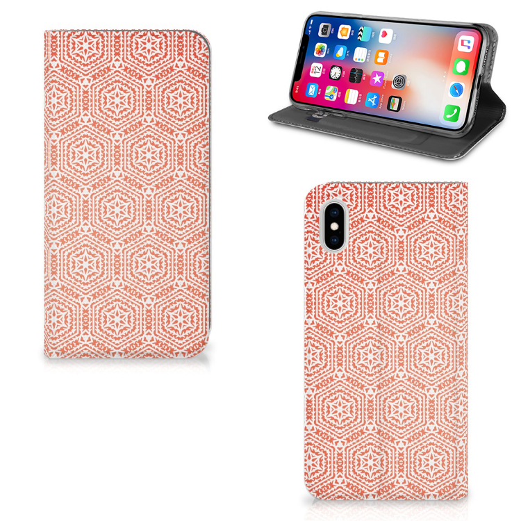 Apple iPhone Xs Max Hoesje met Magneet Pattern Orange
