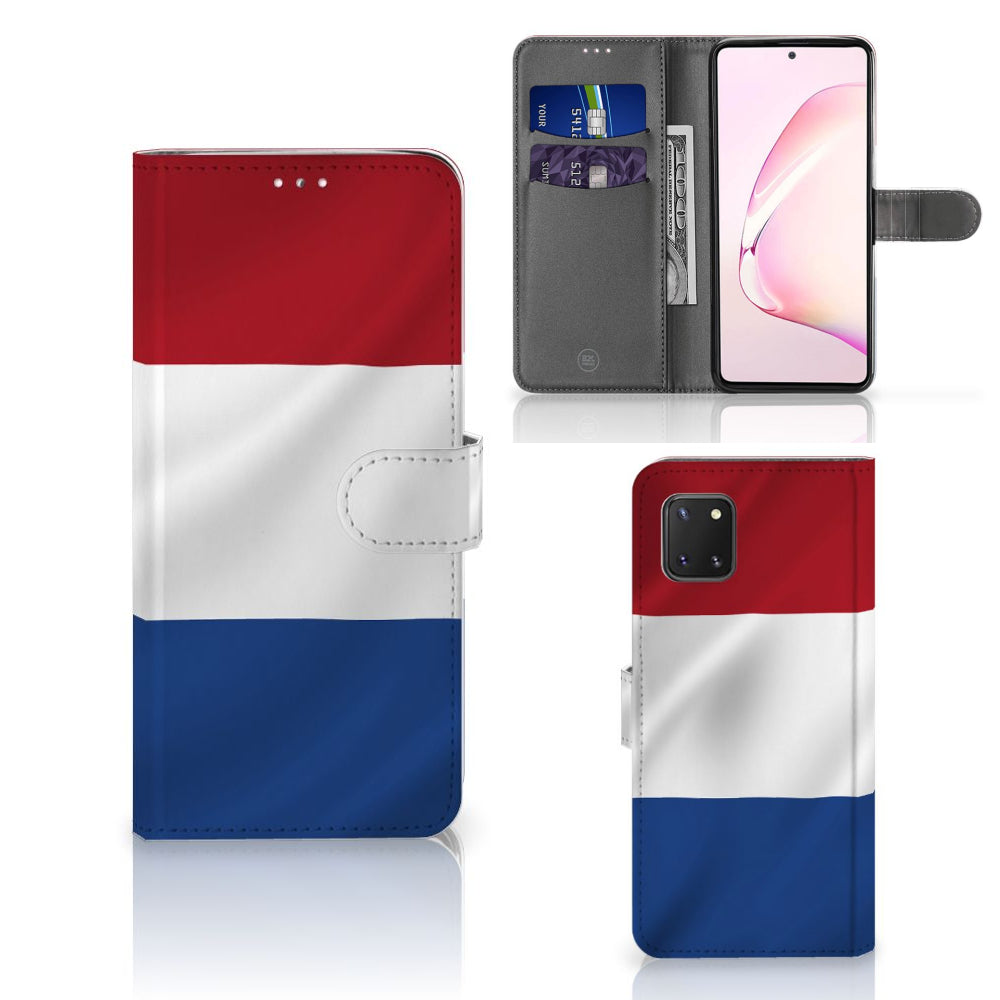 Samsung Note 10 Lite Bookstyle Case Nederlandse Vlag met pasjeshouder en kunstzinnig ontwerp van de Nederlandse vlag